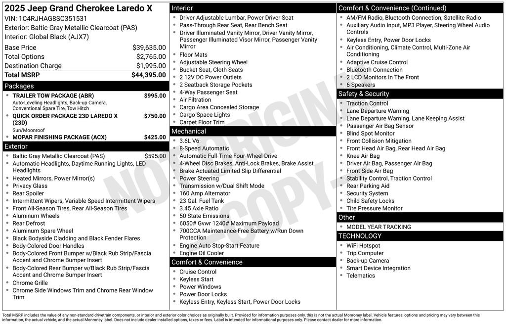 New 2025 Jeep Grand Cherokee Laredo X w/ Trailer Tow Package image 6