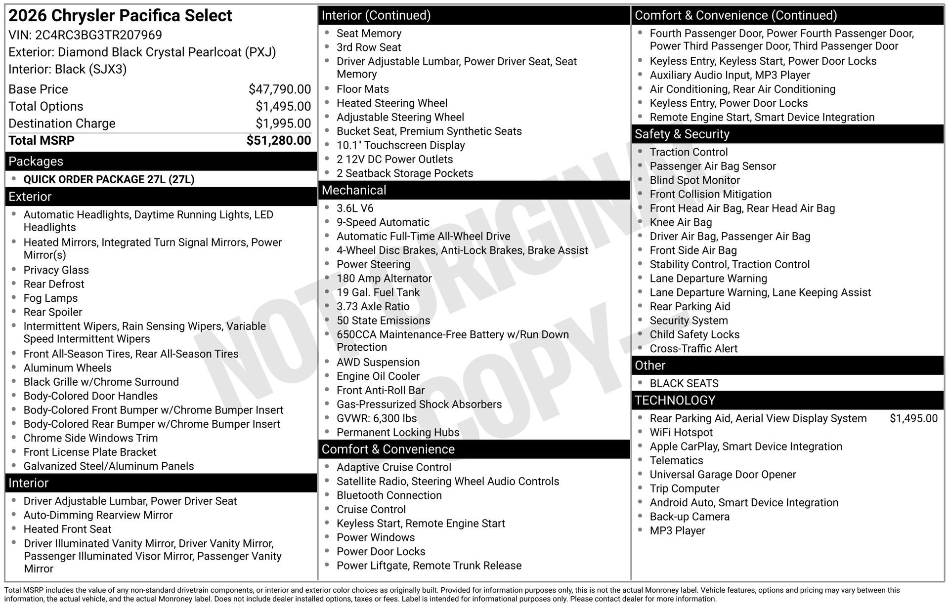 New 2026 Chrysler Pacifica Select AWD/4WD image 3