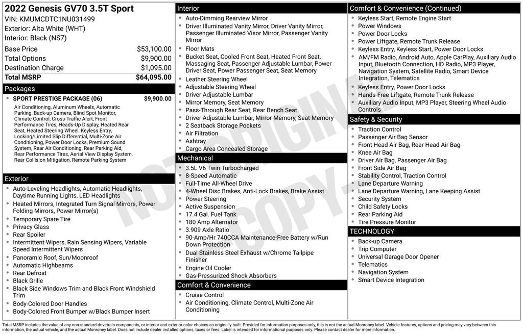 Used 2022 Genesis GV70 3.5T Sport w/ Sport Prestige Package image 11