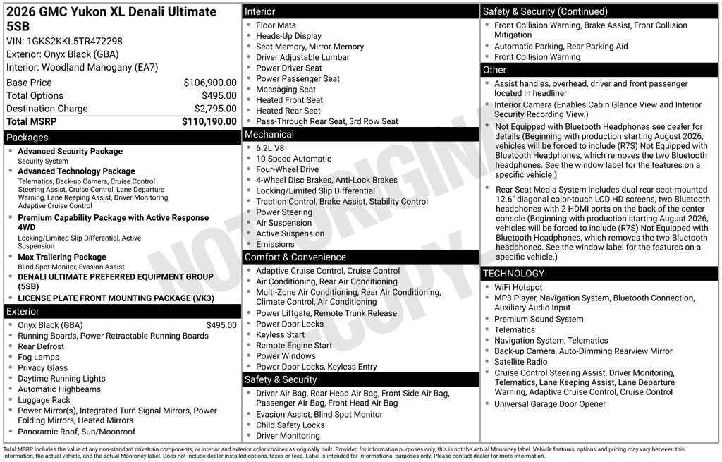 New 2026 GMC Yukon XL Denali Ultimate AWD/4WD image 2