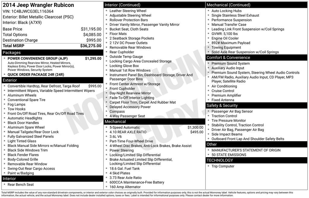 Used 2014 Jeep Wrangler Rubicon w/ Power Convenience Group image 6