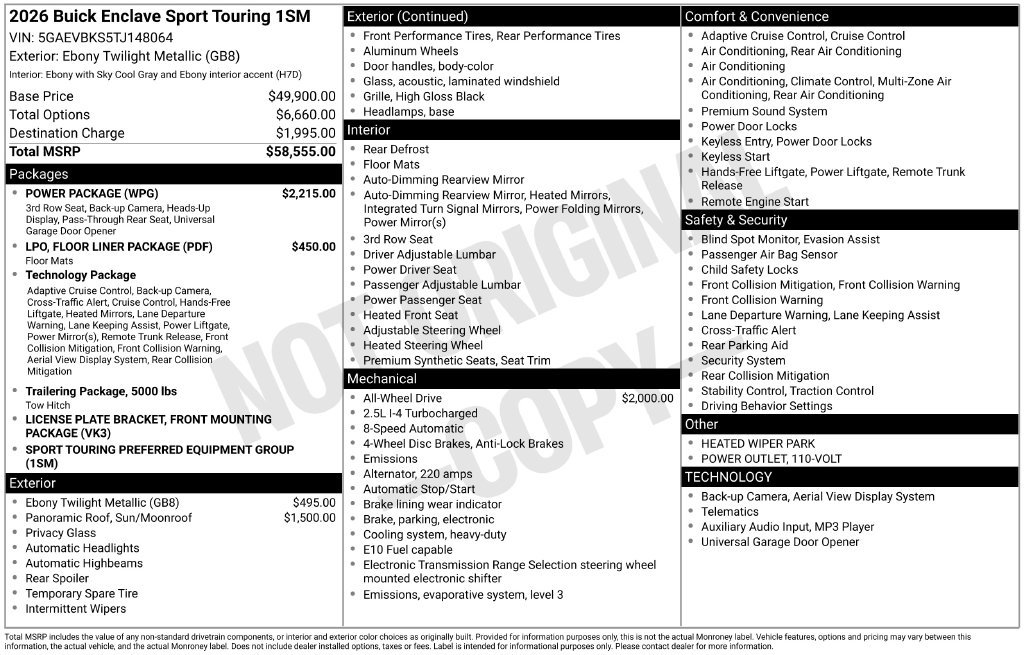 New 2026 Buick Enclave Sport Touring w/ Power Package AWD/4WD image 32