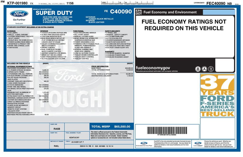 Used 2015 Ford F350 Lariat w/ Lariat Ultimate Package image 29