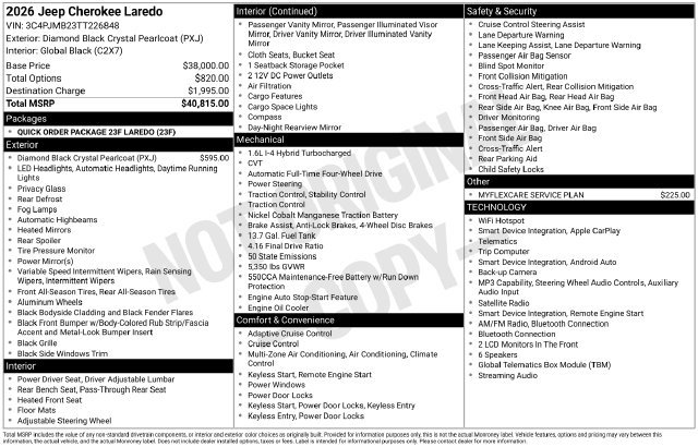 New 2026 Jeep Cherokee Laredo AWD/4WD image 36