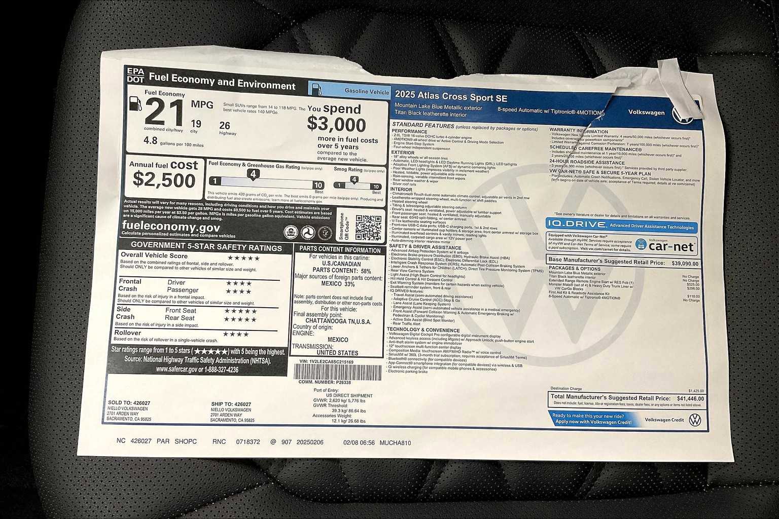 New 2025 Volkswagen Atlas Cross Sport SE image 34