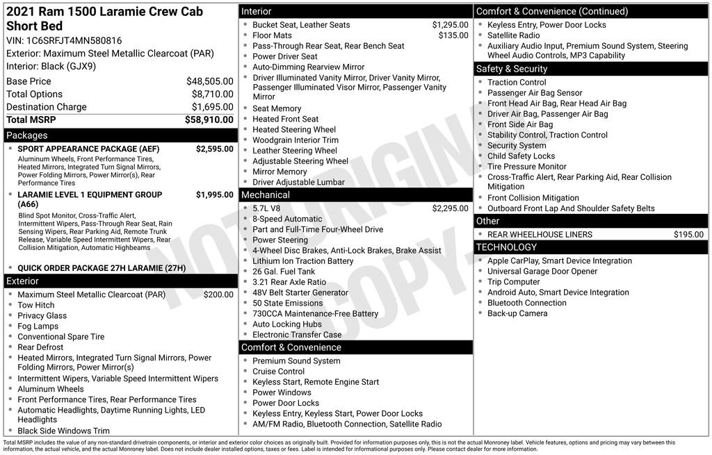 Used 2021 RAM 1500 Laramie w/ Sport Appearance Package image 4
