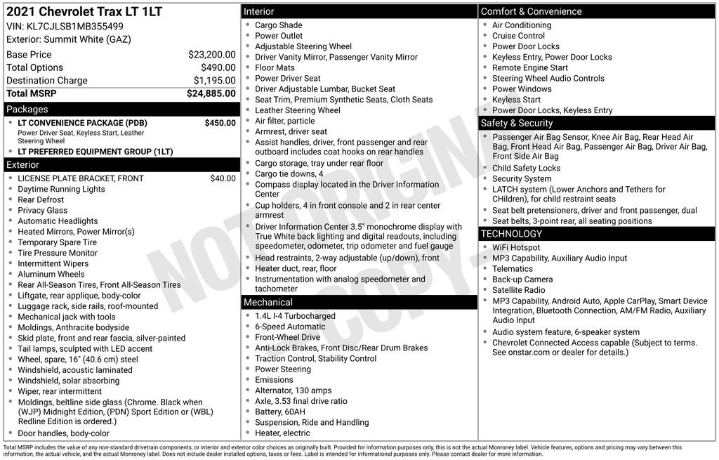 Used 2021 Chevrolet Trax LT w/ LT Convenience Package FWD image 15