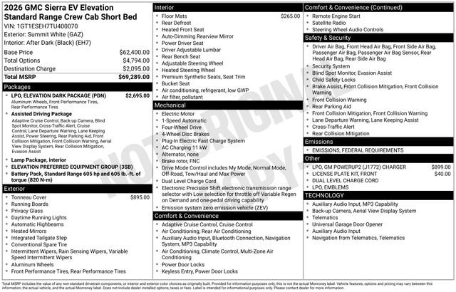 Used 2026 GMC Sierra EV Elevation w/ LPO, Elevation Dark Package image 48