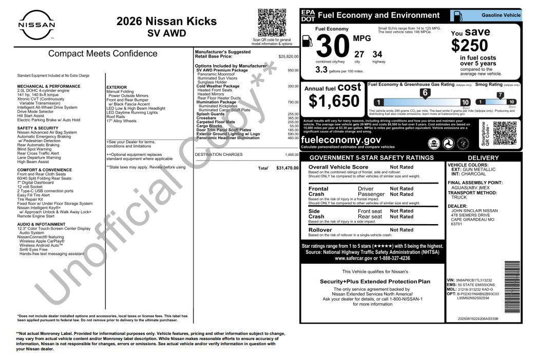 Used 2026 Nissan Kicks SV w/ SV Premium Package AWD/4WD image 14