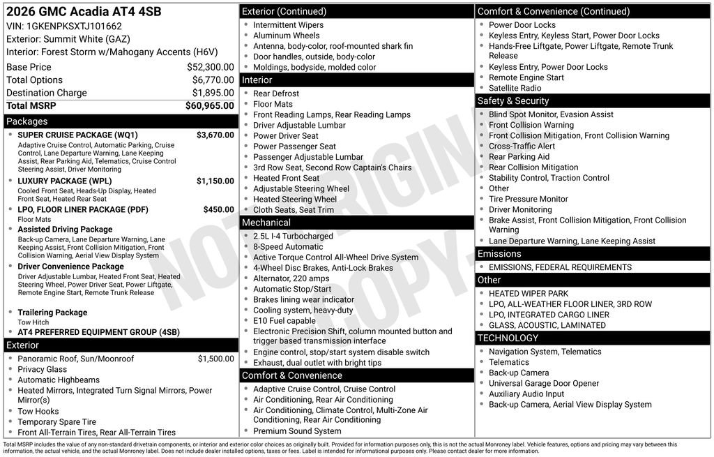 New 2026 GMC Acadia AT4 w/ Super Cruise Package image 10