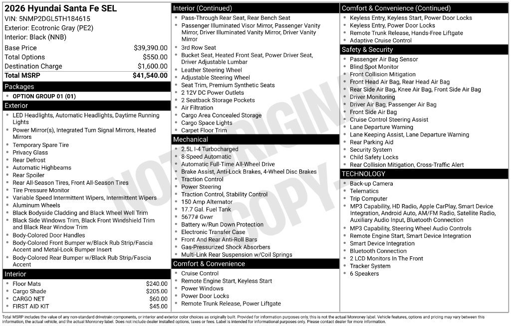 Certified 2026 Hyundai Santa Fe SEL AWD/4WD image 6