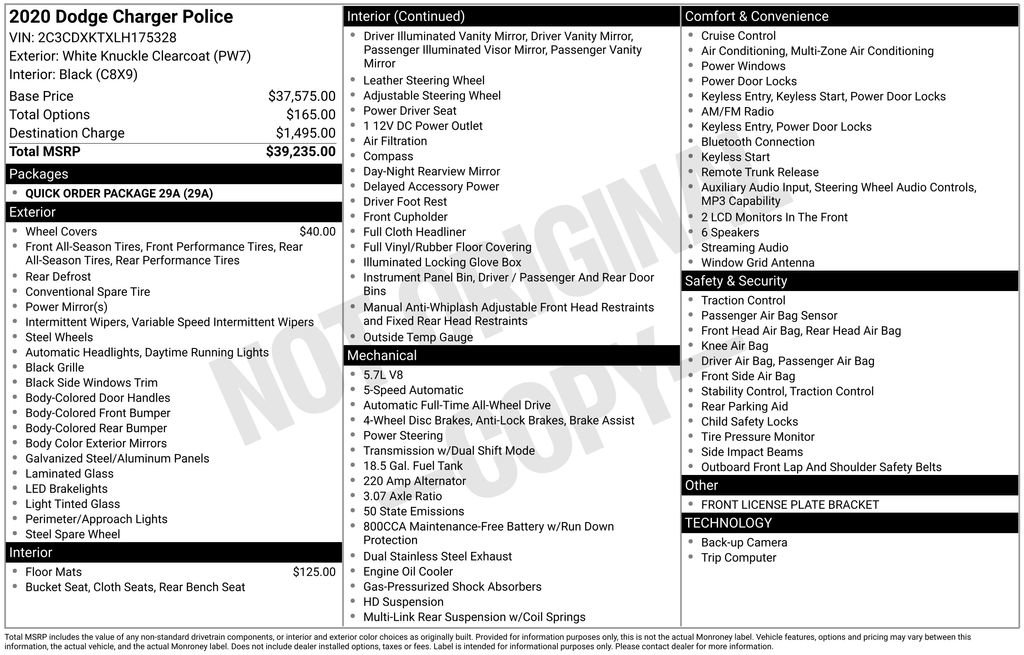 Used 2020 Dodge Charger Police AWD/4WD image 15