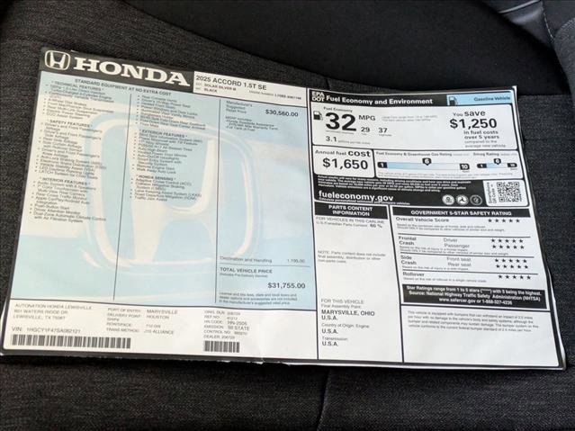 New 2025 Honda Accord SE image 17