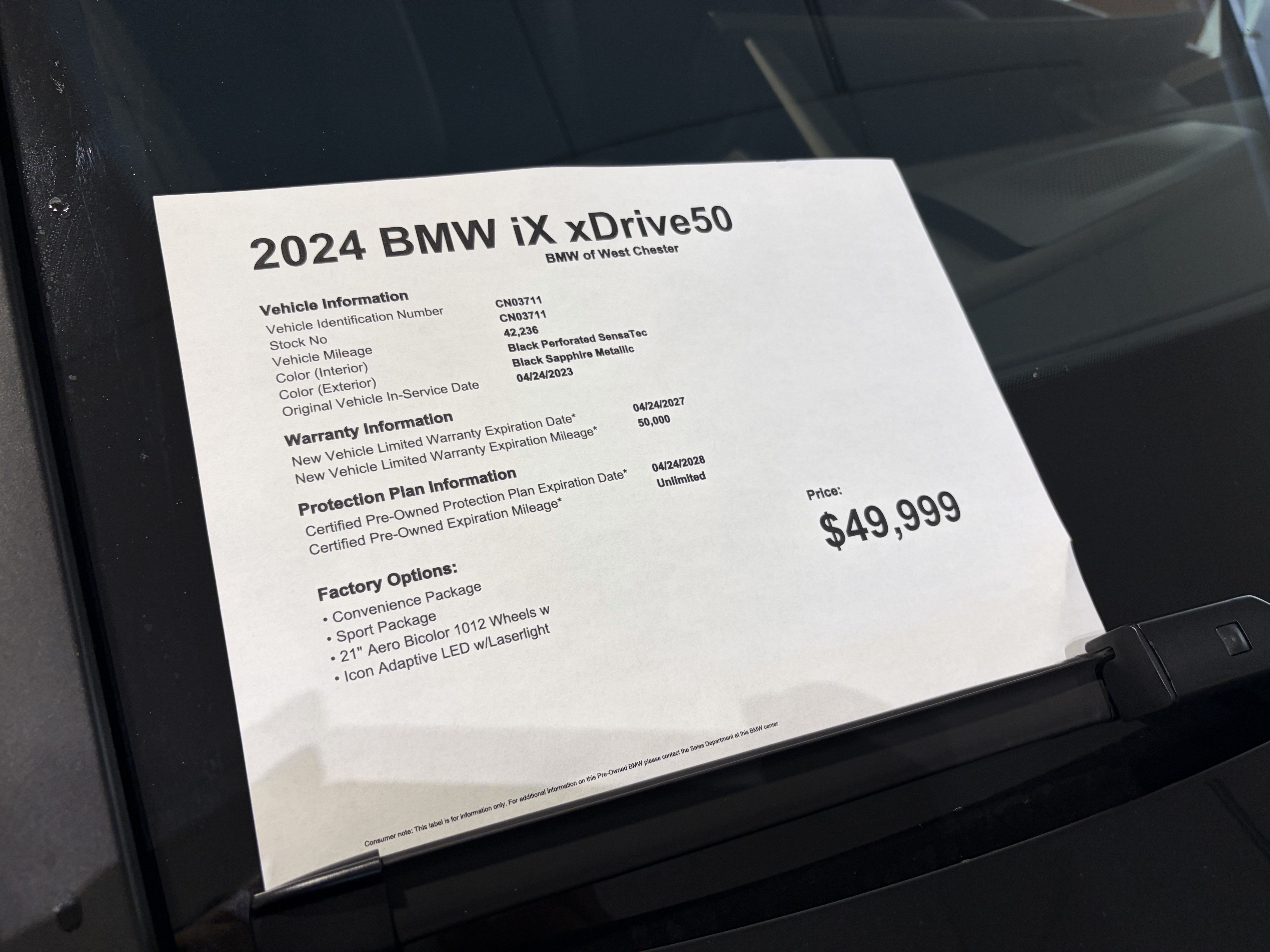 Certified 2024 BMW iX xDrive50 w/ Sport Package AWD/4WD image 17