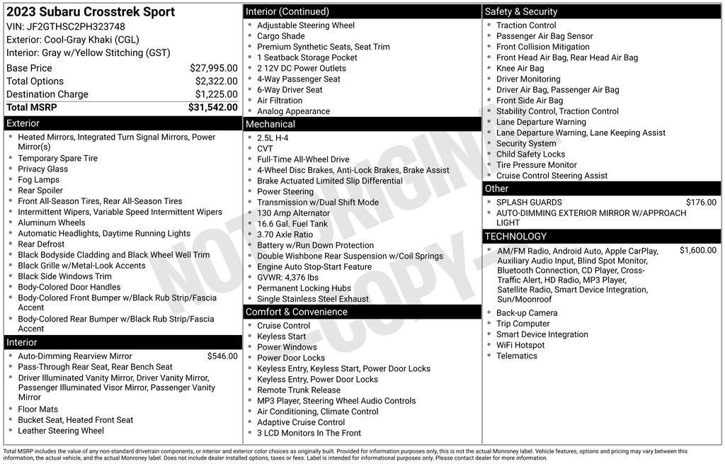 Used 2023 Subaru Crosstrek 2.5i Sport image 15