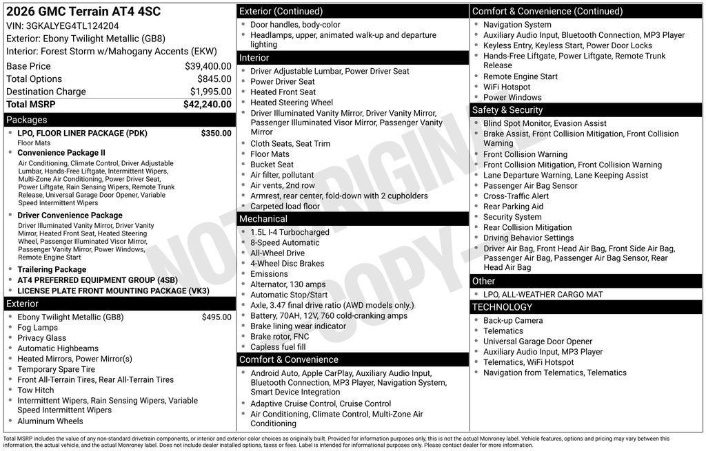 New 2026 GMC Terrain AT4 w/ LPO, Floor Liner Package image 5