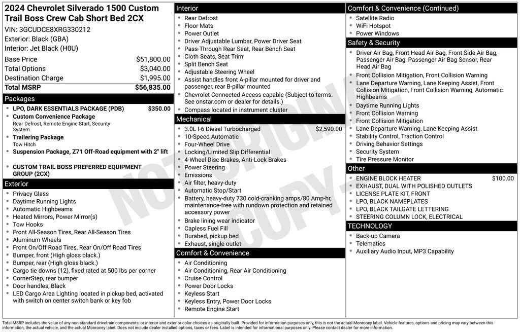 Used 2024 Chevrolet Silverado 1500 Custom Trail Boss w/ LPO, Dark Essentials Package AWD/4WD image 4