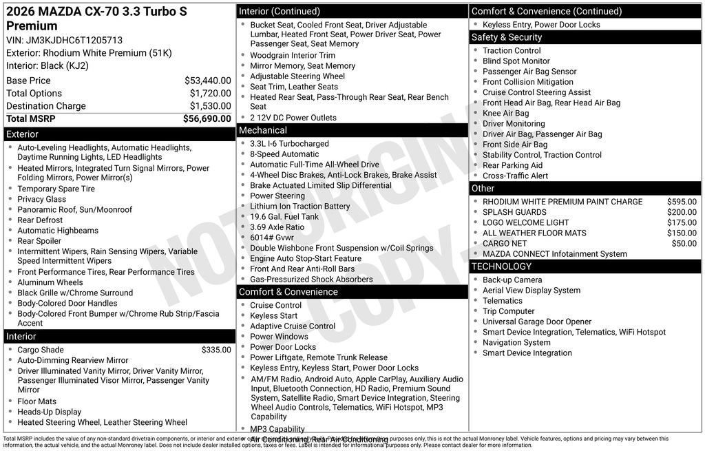 New 2026 MAZDA CX-70 3.3 Turbo S w/ Premium Package AWD/4WD image 4