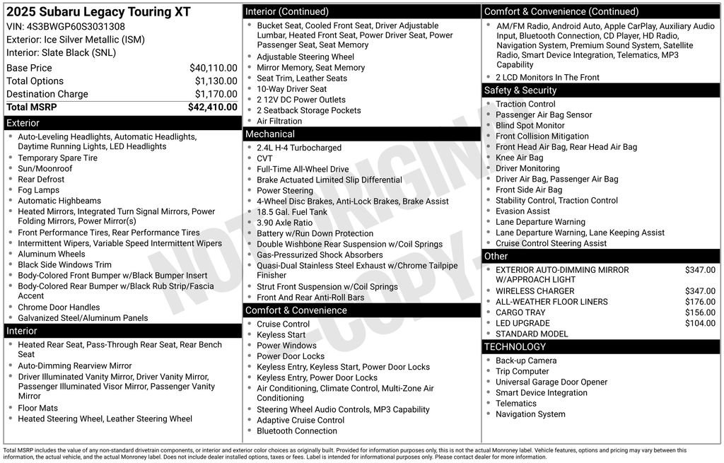 Certified 2025 Subaru Legacy Touring XT AWD/4WD image 5