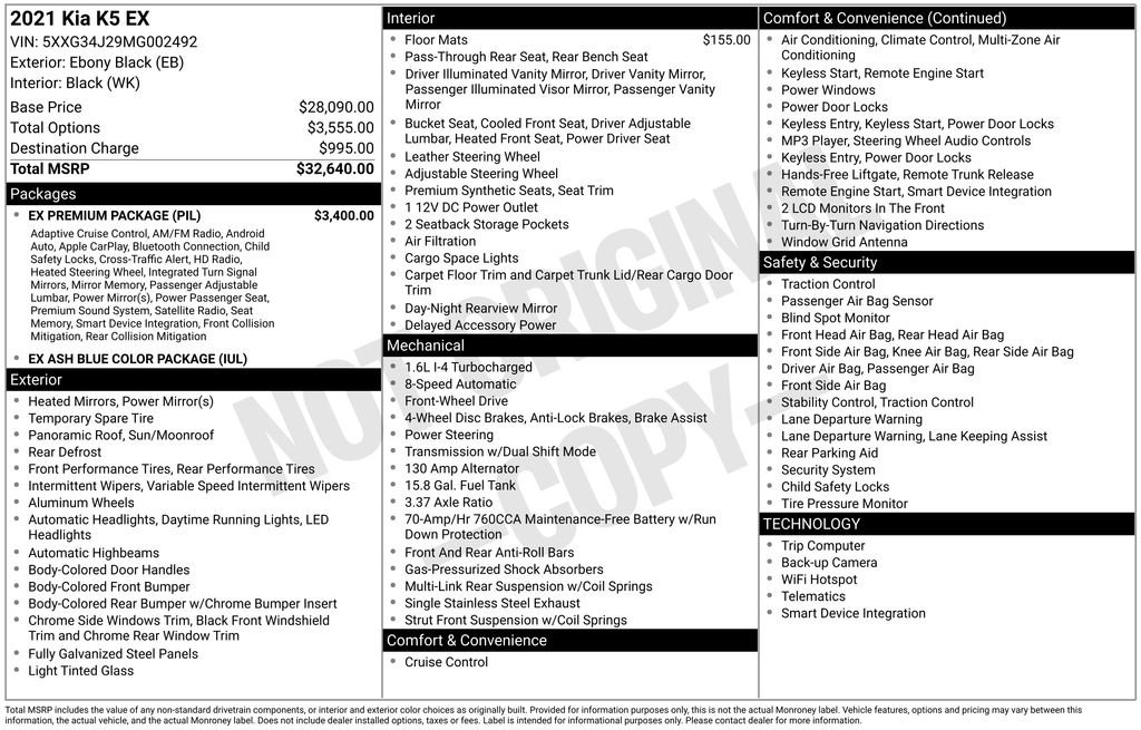 Used 2021 Kia K5 EX w/ EX Premium Package image 10