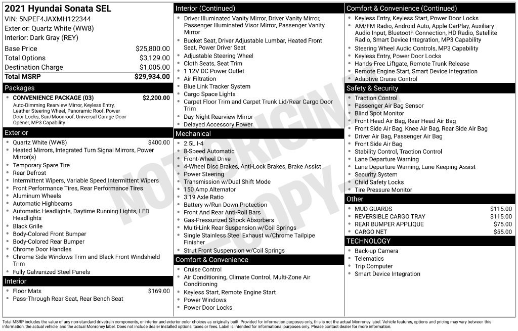 Used 2021 Hyundai Sonata SEL w/ Convenience Package FWD image 13