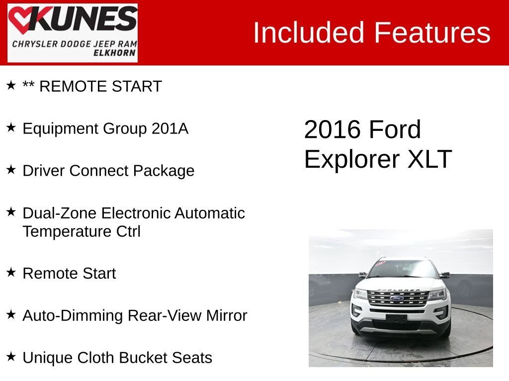 Used 2016 Ford Explorer XLT w/ Equipment Group 201A image 3