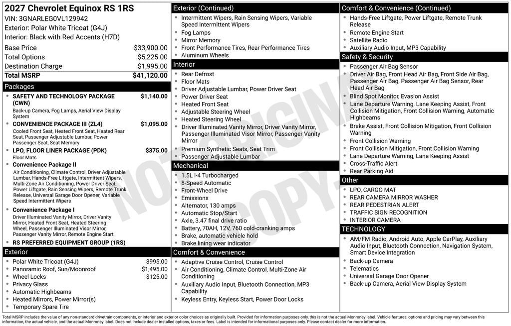 New 2027 Chevrolet Equinox RS w/ Safety and Technology Package FWD image 11