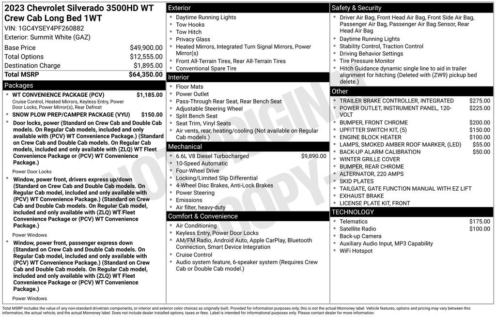 Used 2023 Chevrolet Silverado 3500 W/T w/ WT Convenience Package AWD/4WD image 10