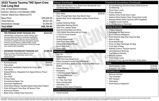 Certified 2023 Toyota Tacoma TRD Sport w/ TRD Premium Sport Package AWD/4WD image 36