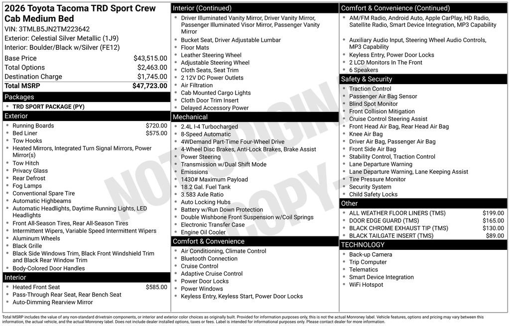 Used 2026 Toyota Tacoma TRD Sport AWD/4WD image 11