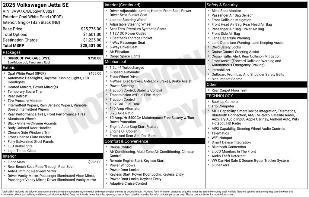 Used 2025 Volkswagen Jetta SE w/ Sunroof Package FWD image 38