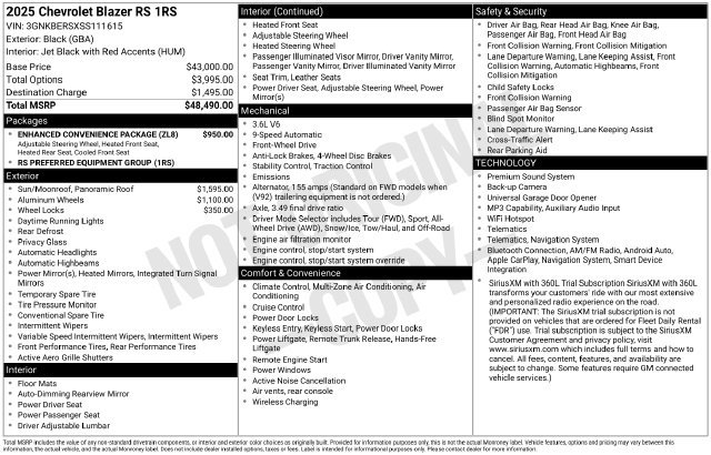 Used 2025 Chevrolet Blazer RS w/ Enhanced Convenience Package FWD image 5