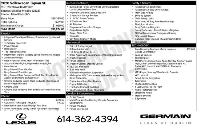 Used 2020 Volkswagen Tiguan SE AWD/4WD image 16