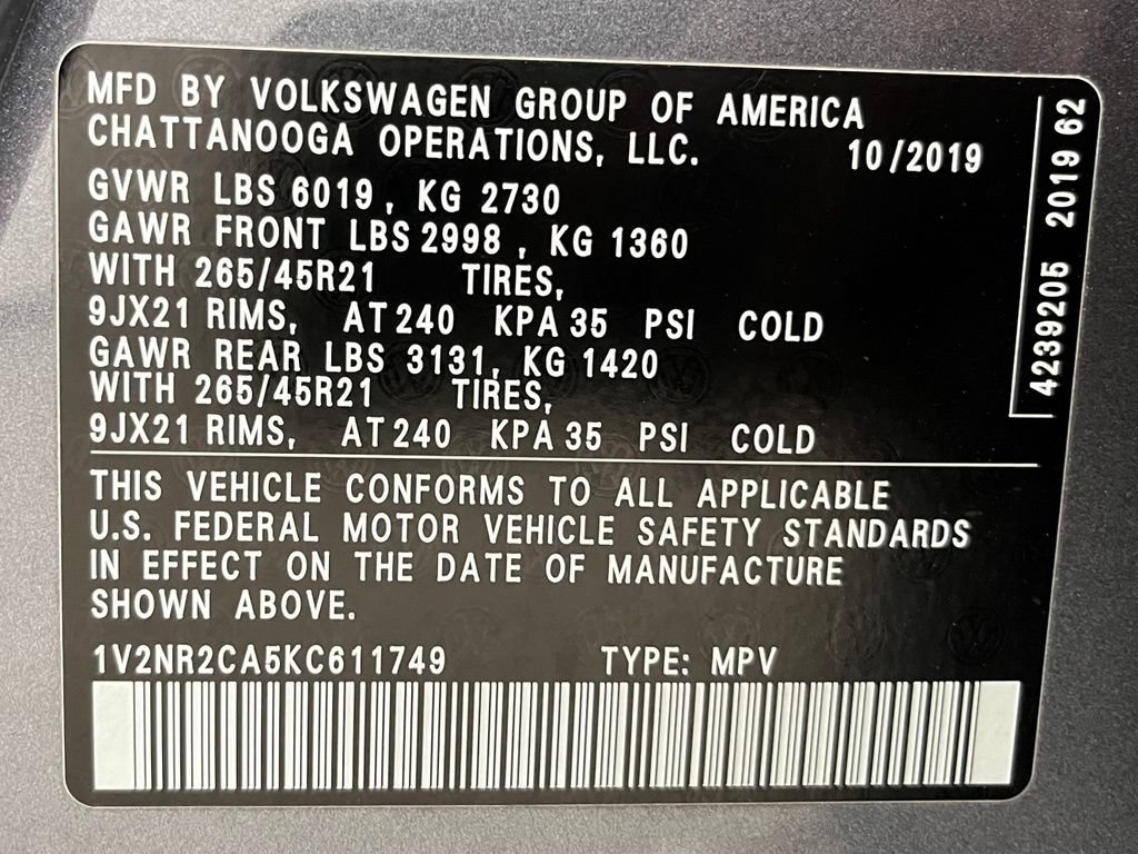 Used 2019 Volkswagen Atlas SEL Premium AWD/4WD image 58