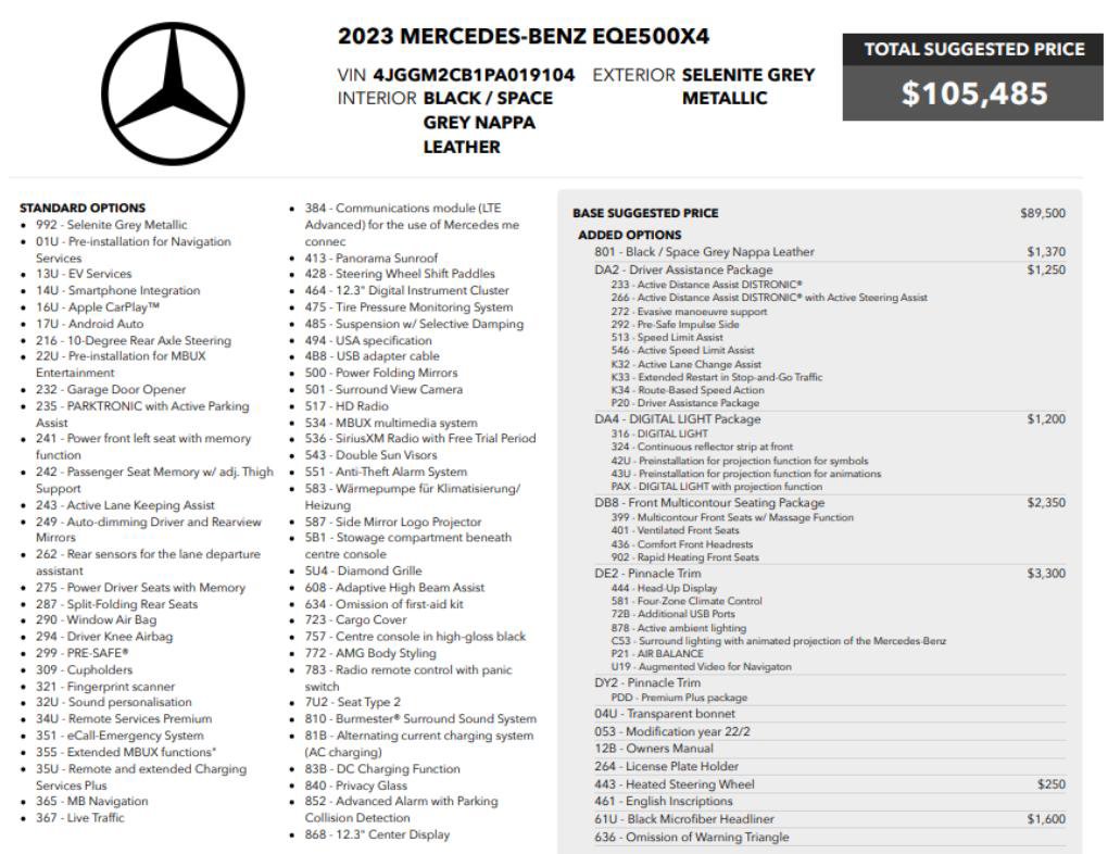 Used 2023 Mercedes-Benz EQE 500 4MATIC SUV image 2