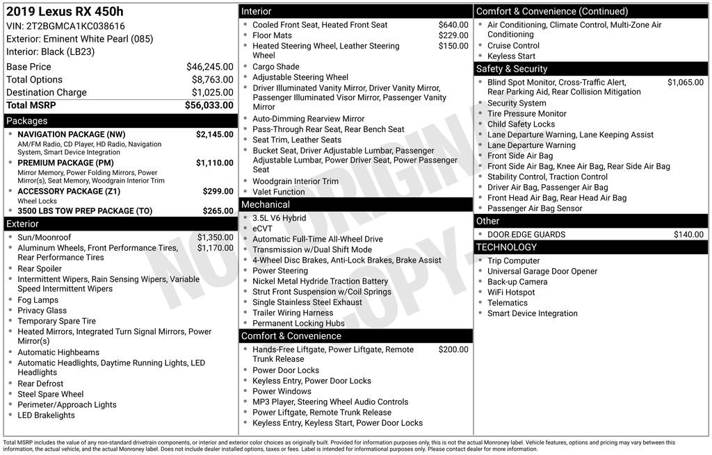 Used 2019 Lexus RX 450h AWD w/ Navigation Package image 53
