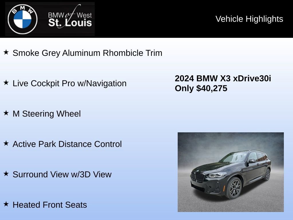Used 2024 BMW X3 xDrive30i w/ Premium Package image 31