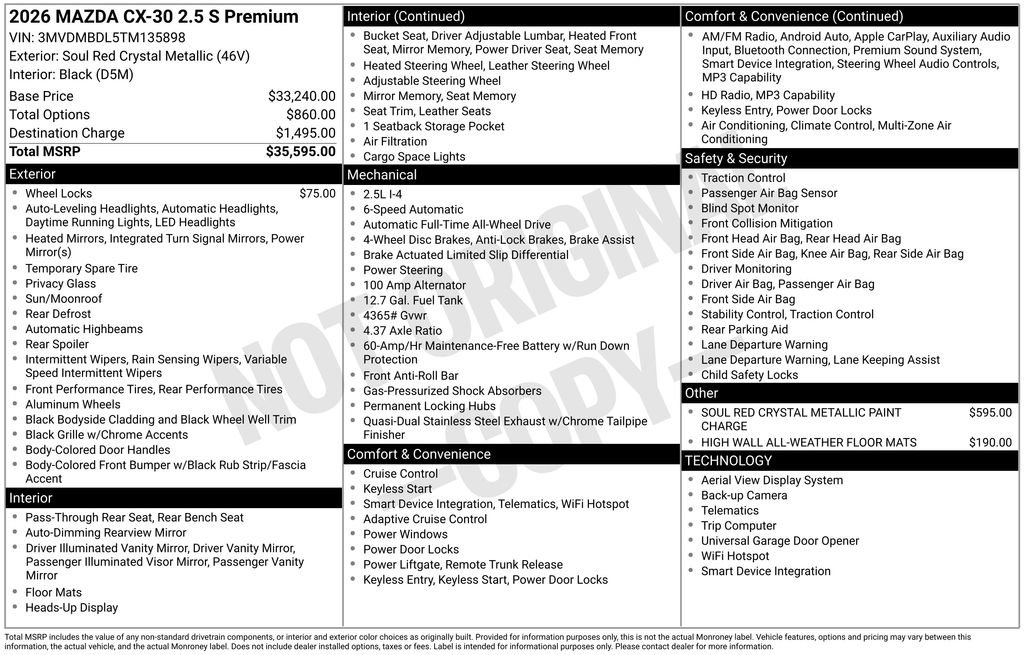 New 2026 MAZDA CX-30 AWD 2.5 S w/ Premium Package image 2