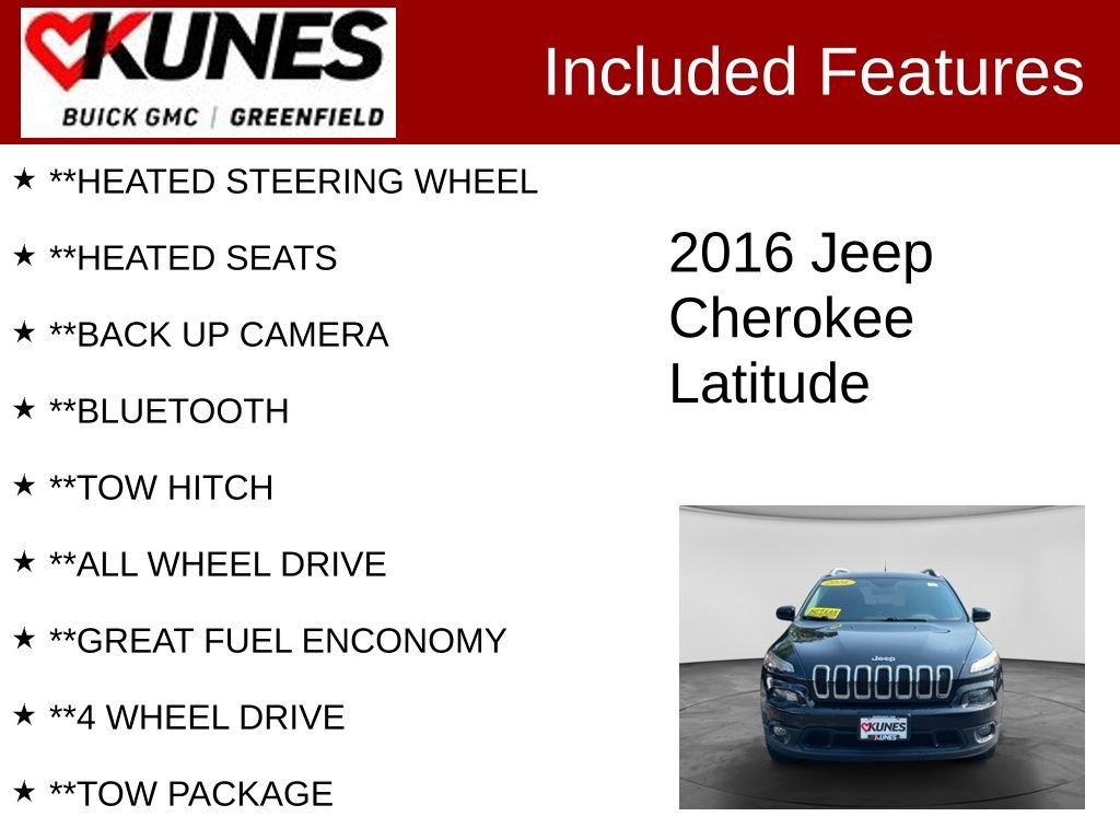 Used 2016 Jeep Cherokee Latitude w/ Cold Weather Group AWD/4WD image 2