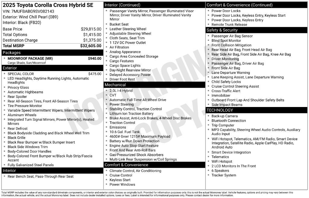 Used 2025 Toyota Corolla Cross AWD Hybrid w/ Moonroof Package image 9