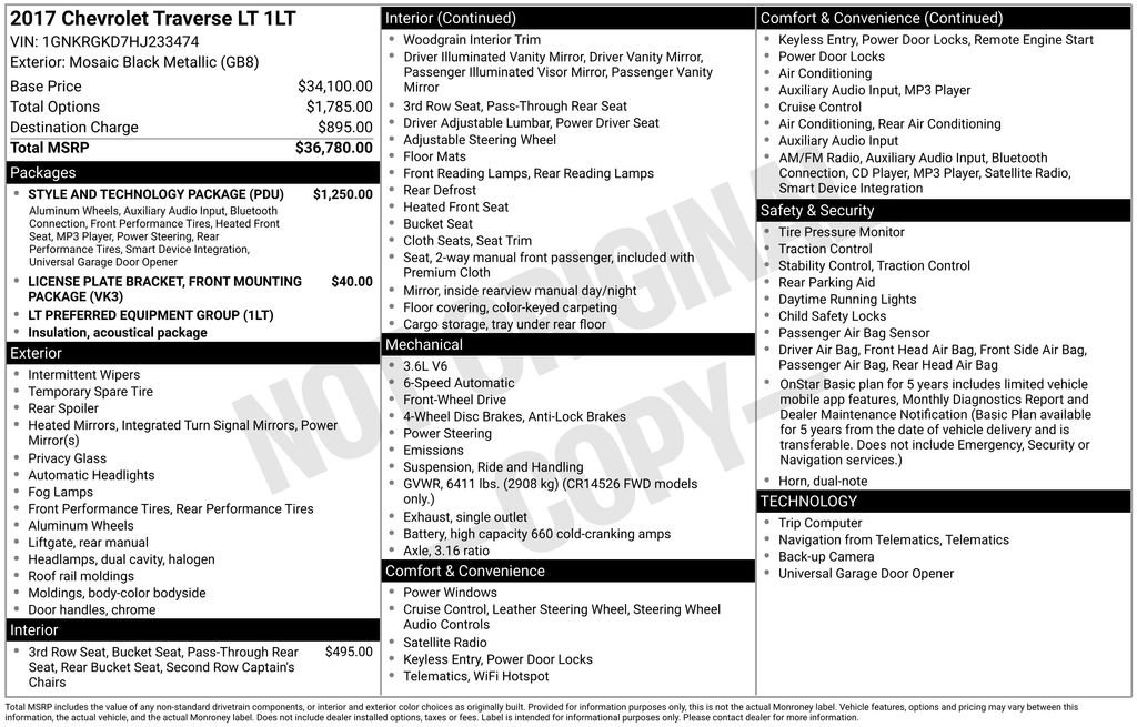 Used 2017 Chevrolet Traverse LT w/ Style and Technology Package image 2