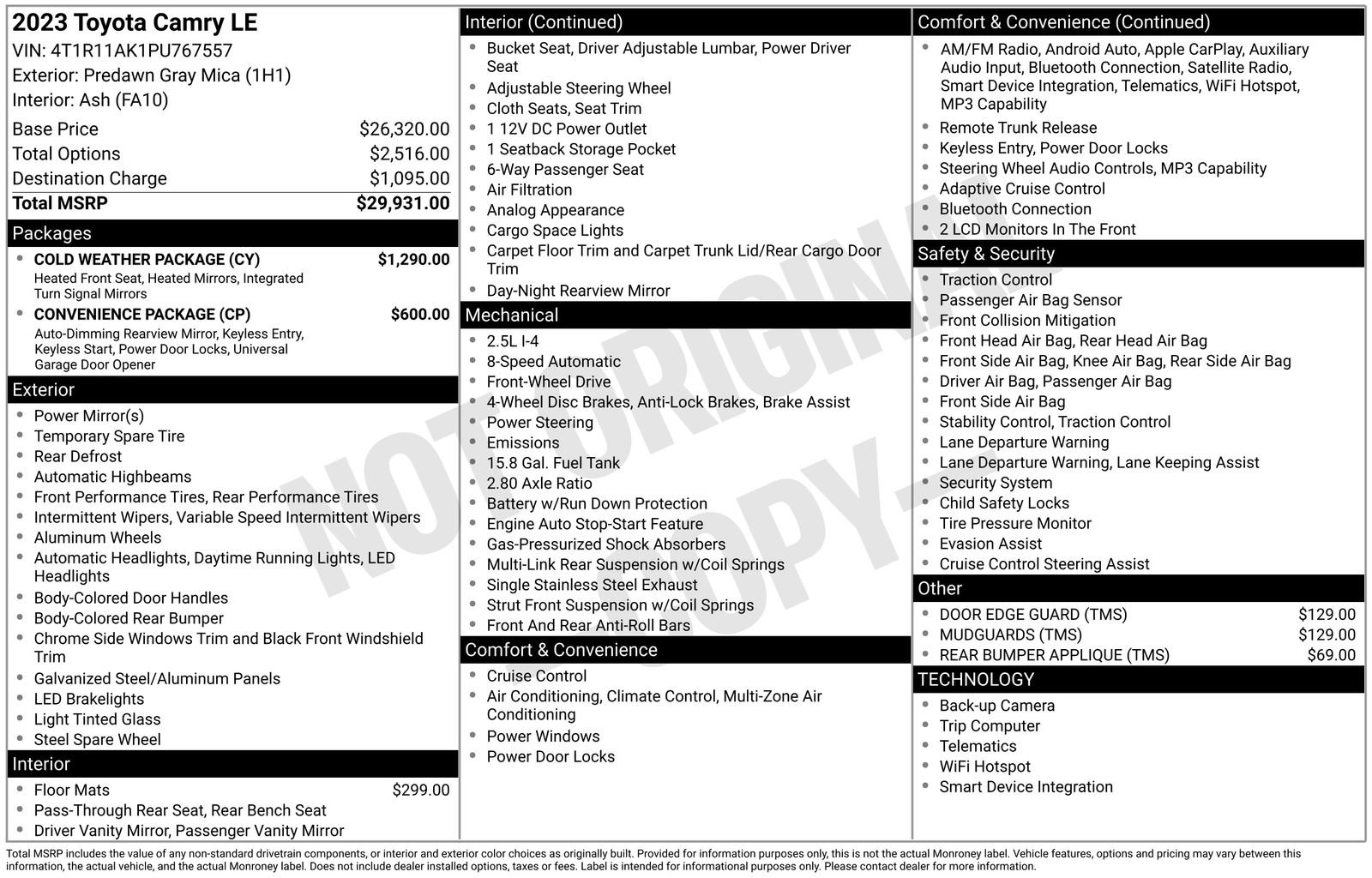 Used 2023 Toyota Camry LE w/ Cold Weather Package image 15