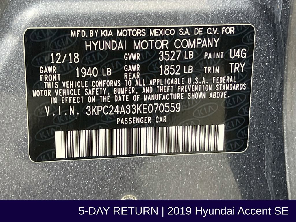 Used 2019 Hyundai Accent SE FWD image 34