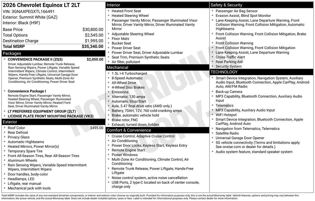 Used 2026 Chevrolet Equinox LT w/ Convenience Package II AWD/4WD image 31