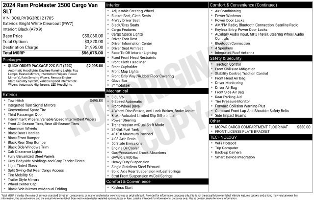 New 2024 RAM ProMaster 2500 w/ Quick Order Package 22G SLT FWD image 4
