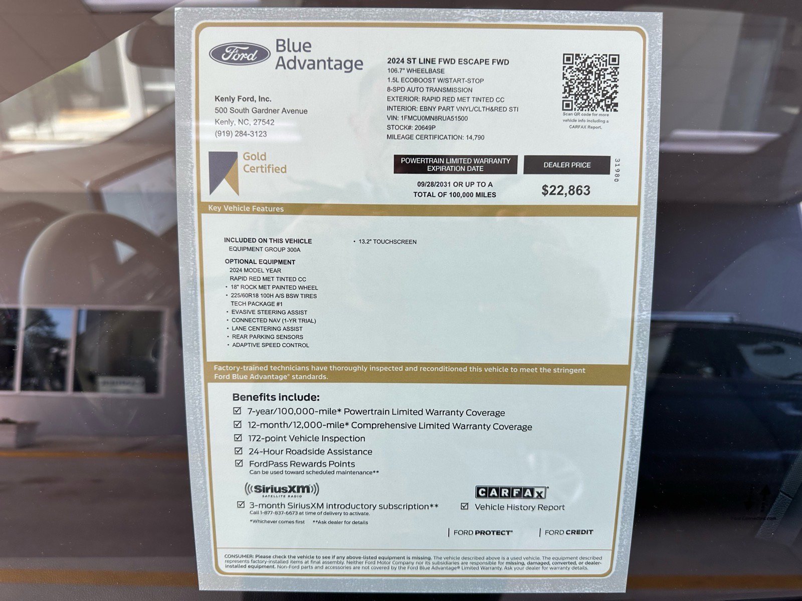 Certified 2024 Ford Escape ST-Line w/ Tech Pack #1 FWD image 5