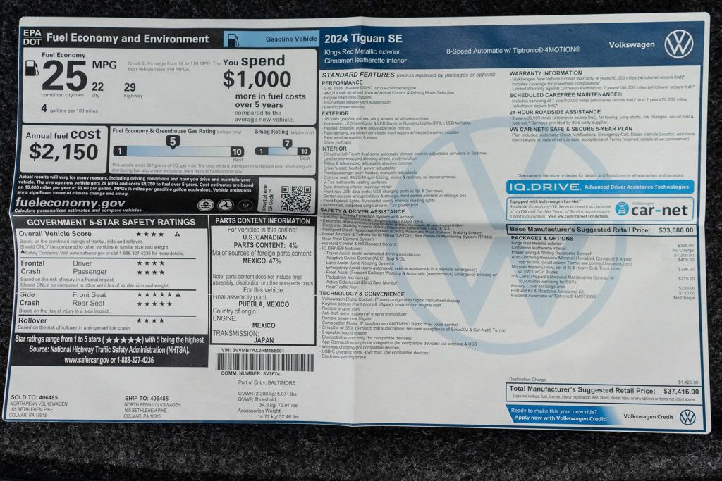 Used 2024 Volkswagen Tiguan SE w/ Panoramic Sunroof Package AWD/4WD image 50