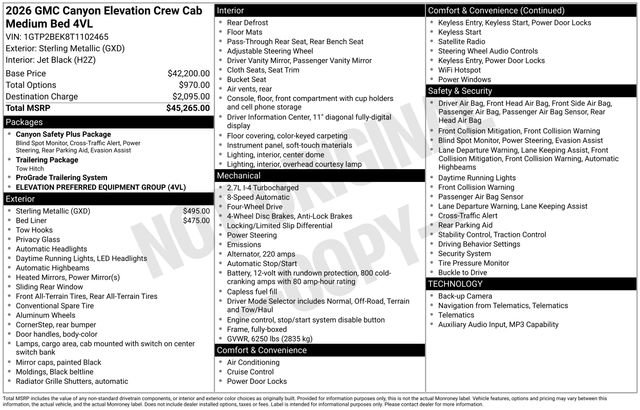 Used 2026 GMC Canyon Elevation AWD/4WD image 15