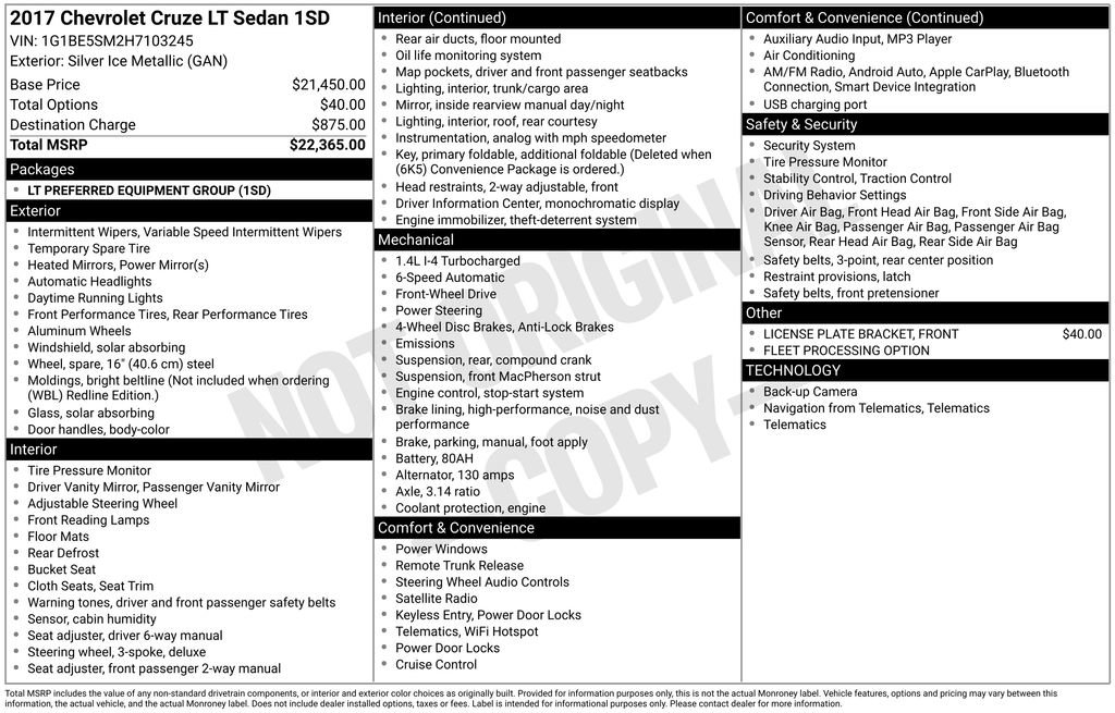 Certified 2017 Chevrolet Cruze LT image 10