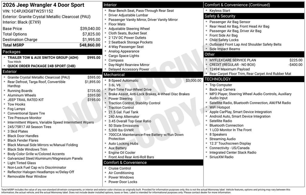 New 2026 Jeep Wrangler Unlimited Sport AWD/4WD image 30